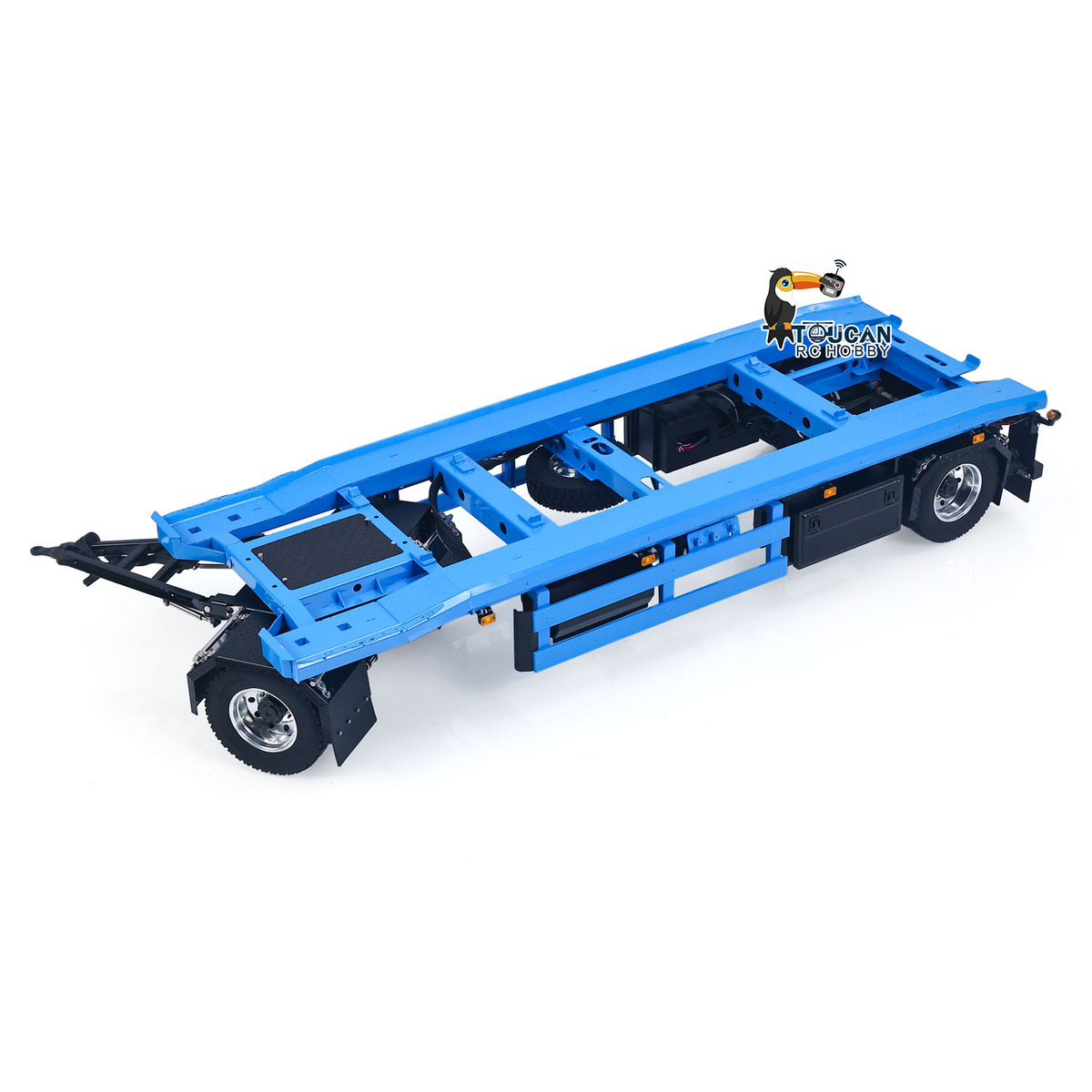 Finished 1/14 Metal RC Trailer A0065 Model Front Wheel Steerable for LESU Radio Controlled Hydraulic Roll on off Dumper Tipper
