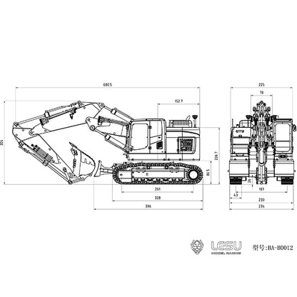 LESU 1/14 Aoue Metal ET26L Painted Assembled RTR Hydraulic Three-section RC Excavator B0012 With PL18EV Transmitter Smoke Function