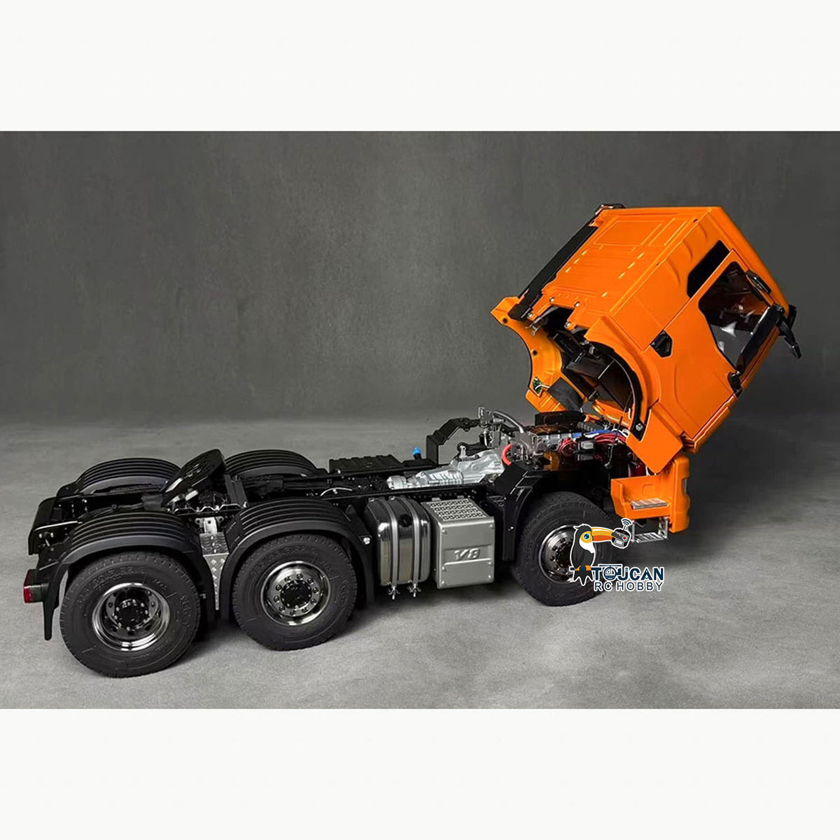 TOUCAN 1/14 Metal 6X6 Remote Control Tractor Truck RC Lorry Car 3Speed Gearbox Wheelhub Reduction Axle Light Sound System ST8 Radio