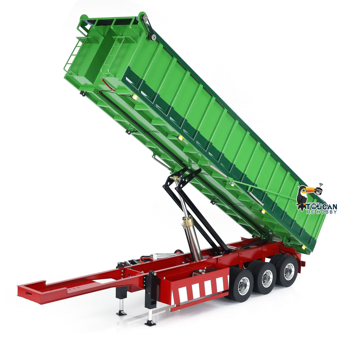 1/14 Metal 3 Axles Hydraulic Dump Trailers with Electric Tarpaulin for RC Tractor Trucks Remote Control Excavator Model