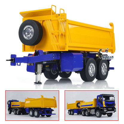 LESU A0051-C 1/14 Metal Full Dump Trailer 2-Axle Heavy Haul Transport Vehicle Electric Landing Legs LED Lights for RC Tractor Truck DIY Models for Model Enthusiast