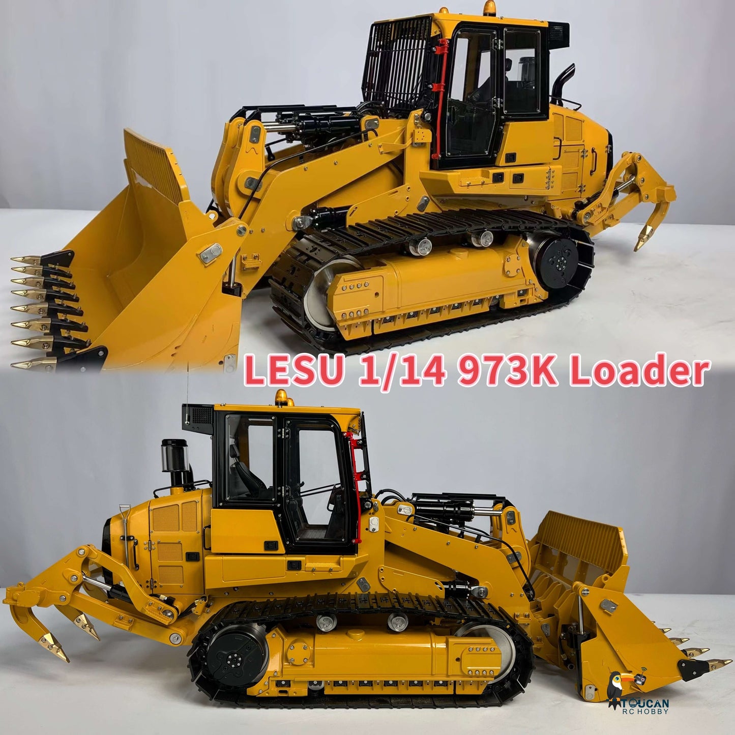 1/14 LESU 973K RC Hydraulische Loader RTR RC Verfolgt Auto Öffnende Eimer Hinten Pflug