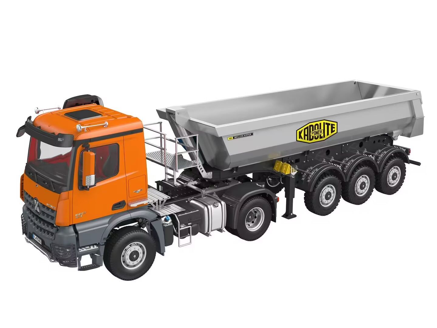 Kabolite RTR Car 1/14 Scale 4X4 RC Tractor Truck 3Axles AWD With Electric Lifting Hopper Dump Trailer Tipper Battery