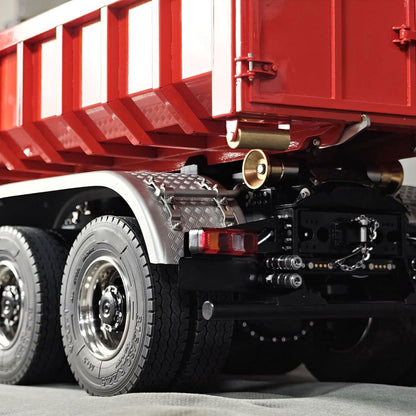 8X8 1/14 Remote Control Hydraulic Roll On Off Dumper 5 Valves RC Full Tipper 3Speed Transmission Light System Sound No Battery