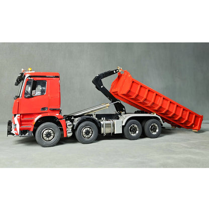 8X8 1/14 Remote Control Hydraulic Roll On Off Dumper 5 Valves RC Full Tipper 3Speed Transmission Light System Sound No Battery