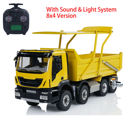 Metal 1/14 8x4 Painted Assembled PNP Hydraulic Flip-over Cover RC Truck Dumper Tipper With Light Sound System