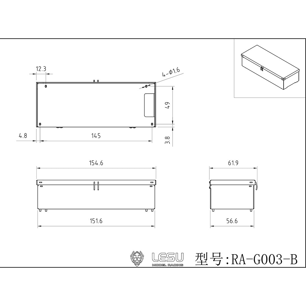 LESU Metal Battery Box Toolkit for 1/10 RC Off-road RAVE-UM406