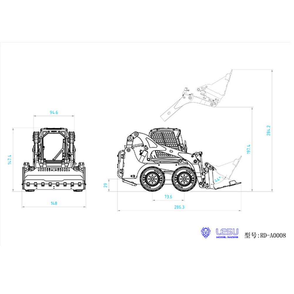 EN STOCK 1:14 LESU Aoue-LT5H Kit de chargeuse sur roues RC Chargeuse hydraulique A0008