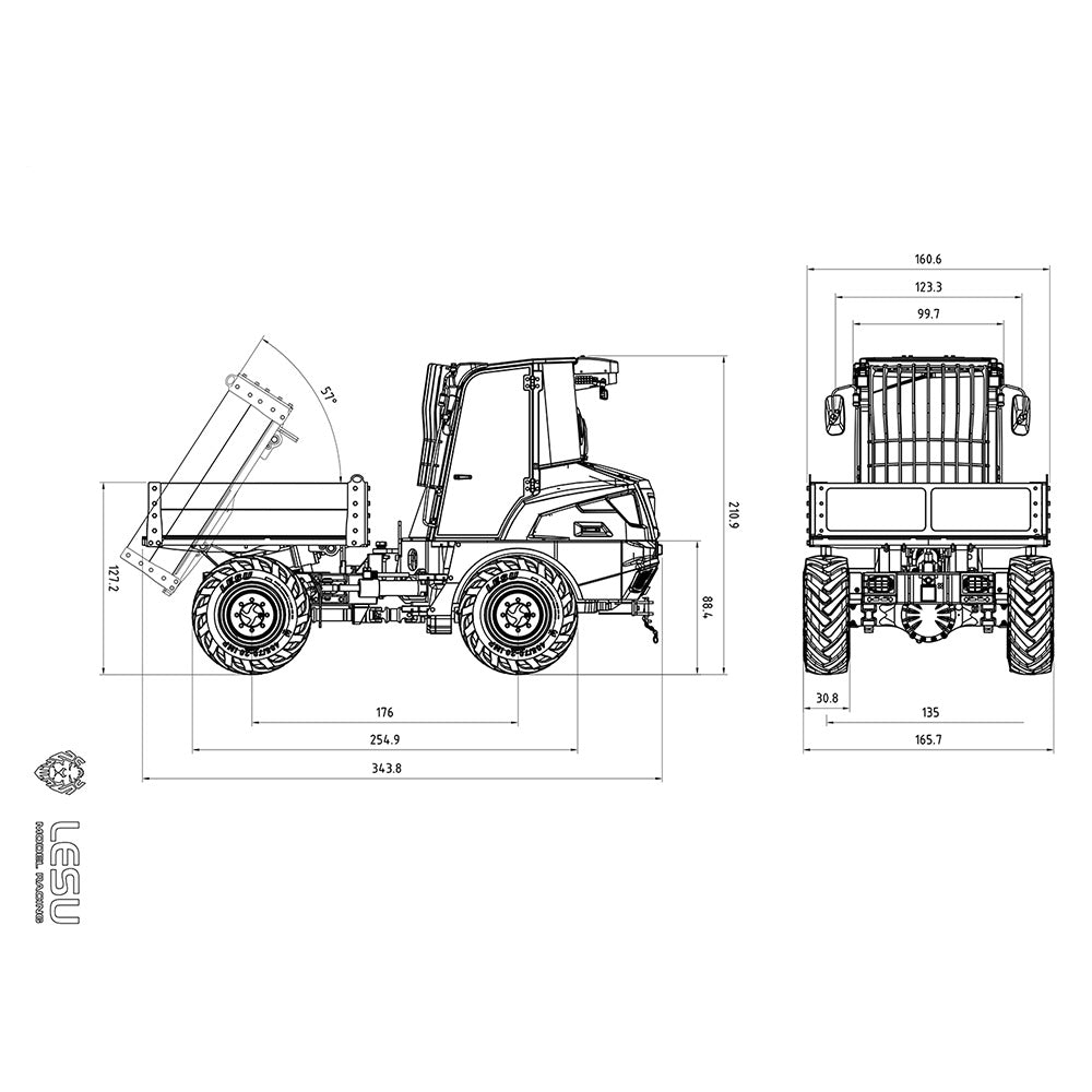 LESU Metall 4x4 1/14 RC Hydraulische Dumper Auto 6MDX-B RC Kipper RTR