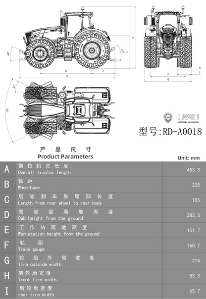 LESU AOUE 1050 1/14 4*4 Métal Hydraulique RC Tracteur Radiocommandé Voiture KIT/PNP/RTR Versions Optionnelles