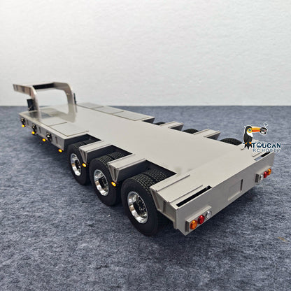 Metal 3Axles Gooseneck Low Flatbed Trailer Manual Support Legs for 1/14 Remote Control Tractor Truck 4151AK RC Lorry Car Model