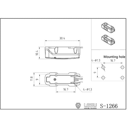 LESU Kunststoff Rücklicht LED für TAMIYA 1/14 RC Pritschentraktor Modell