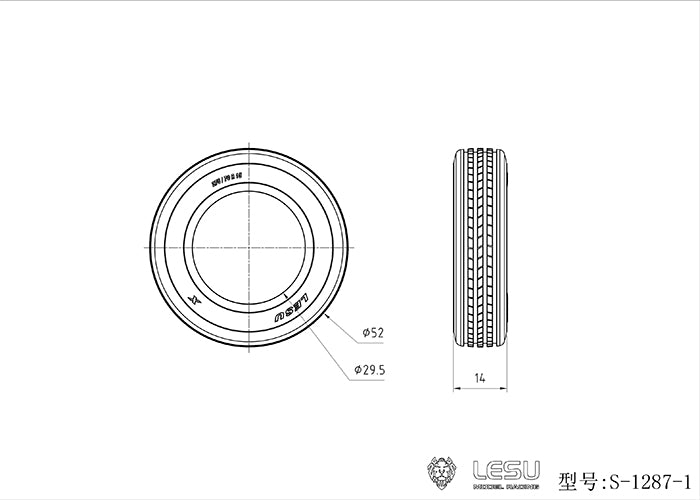 1Pair Wheel Tires for 1/14 RC LESU A0020 Hydraulic Trailer Truck A0005