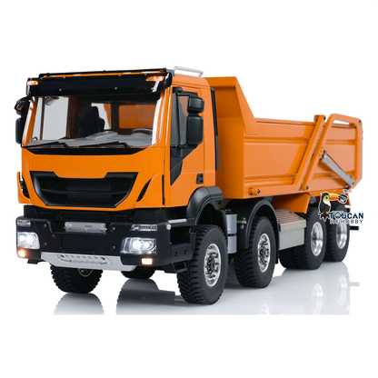 Metal 1/14 8x4 Painted Assembled PNP Hydraulic Flip-over Cover RC Truck Dumper Tipper With Light Sound System