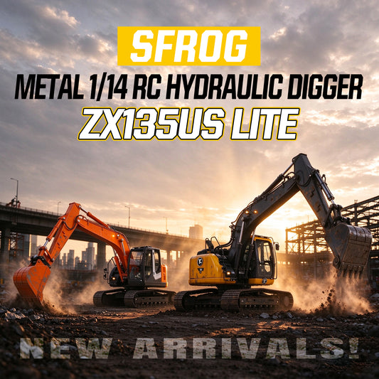 SFROG ZX135US LITE Metal Digger 1/14 RC Hydraulic Excavator 3CH Valve 3.5-4MPA Pump Manual Quick Coupler ST8 Radio Light Sound