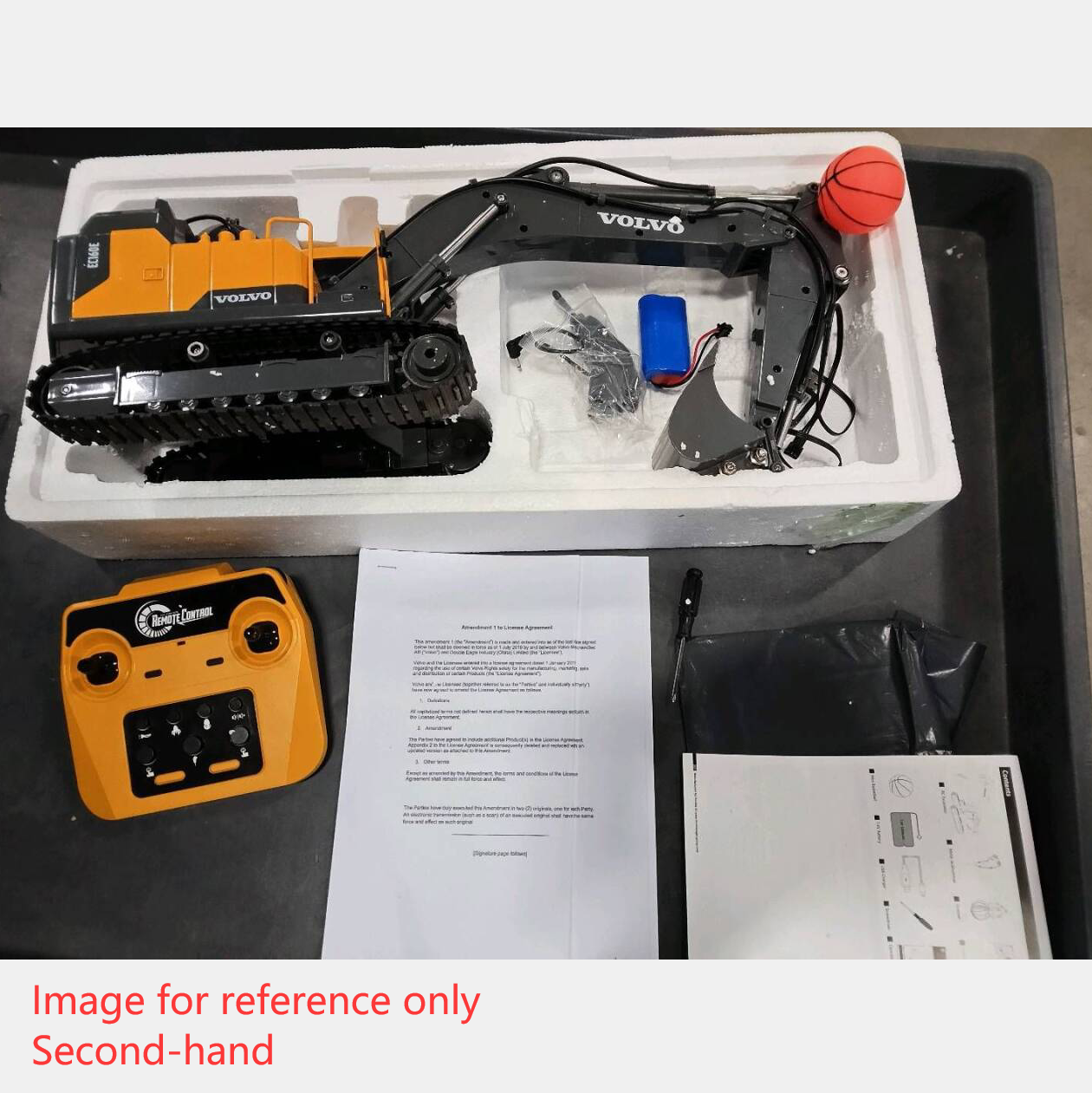 Second Hand CA Stock 1/16 DoubleE E598 003 Electric Lifting RC Excavator Metal 2Arms Remote Control Digger VO Hammer Bucket Claw 360¡ã Rotating