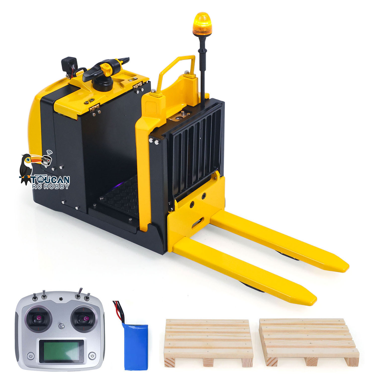 Metal 1/14 RC Electric Forklift MO55 RTR Remote Control Low Level Order Picking Truck Model Flysky Radio Battery Light Sound Ready to Run