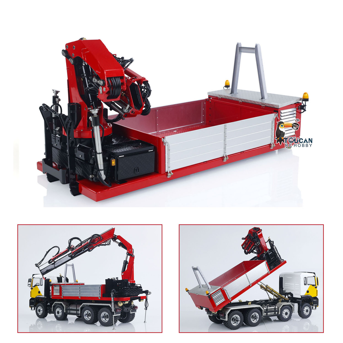 LESU Metal Cargo Box & Hydraulic Crane 7CH Valve Pump for LESU 1/14 Radio Controleld Roll Off Dumper Truck DIY RC Tipper Model Car
