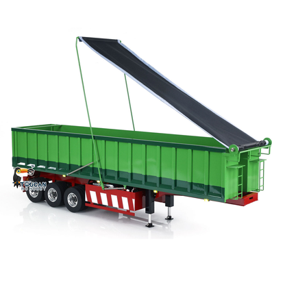 1/14 Metal 3 Axles Hydraulic Dump Trailers with Electric Tarpaulin for RC Tractor Trucks Remote Control Excavator Model