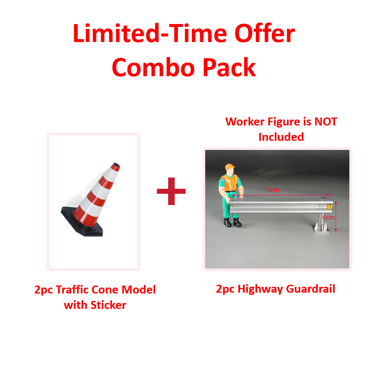 Limited Offer Combo Pack RC Scene Accessory Kit Driver Figurine Roadblock Railing Wooden Box for 1/14 and 1/12 RC Model Construction Vehicles