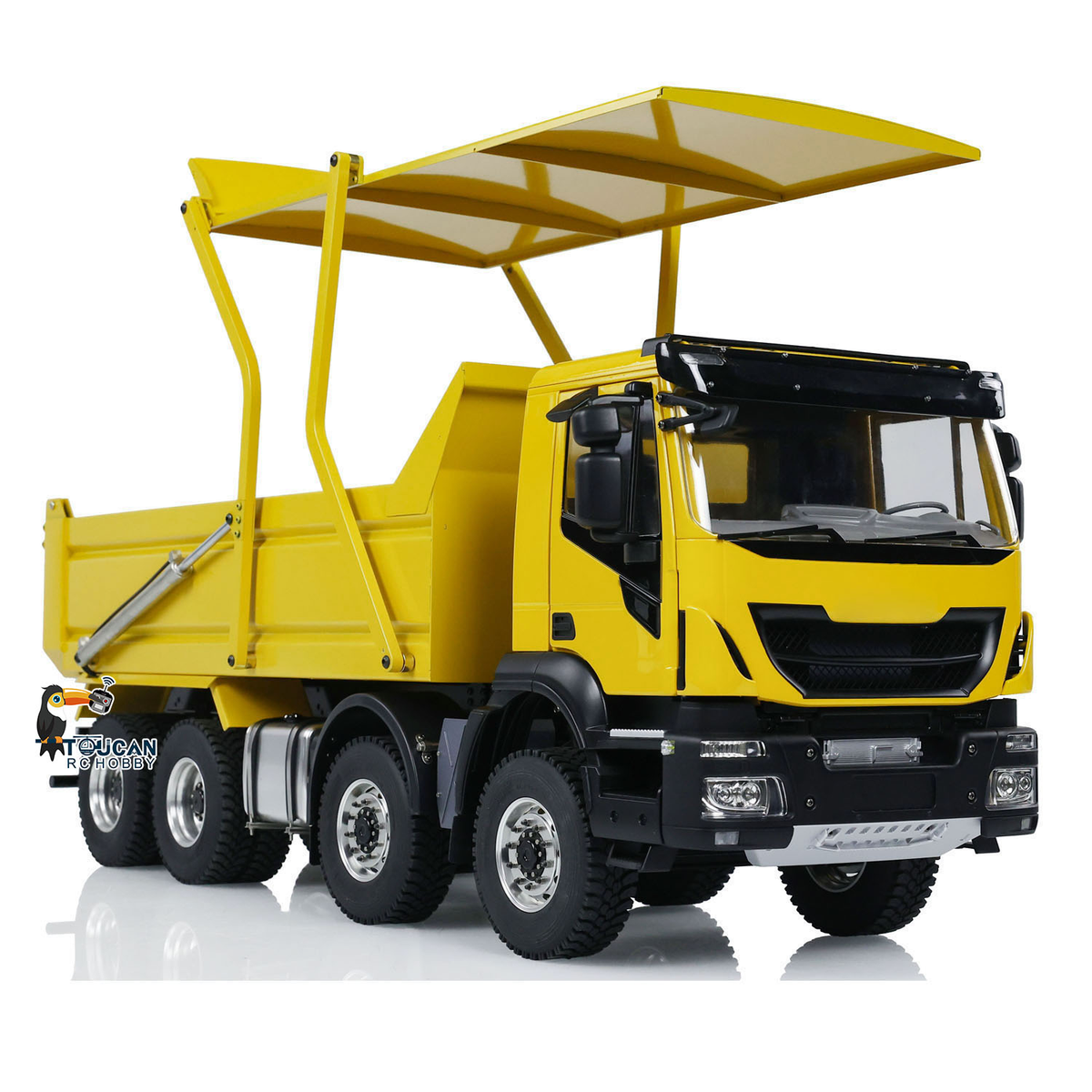 Metal 1/14 8x4 Painted Assembled PNP Hydraulic Flip-over Cover RC Truck Dumper Tipper With Light Sound System