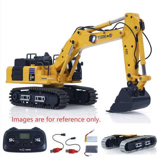 Second Hand CA Stock 1/50 RC Digger PC520 Electric Lifting Radio Control Excavator Engineering Vehicle Metal Tracks Lights Sound Small Toy Collection