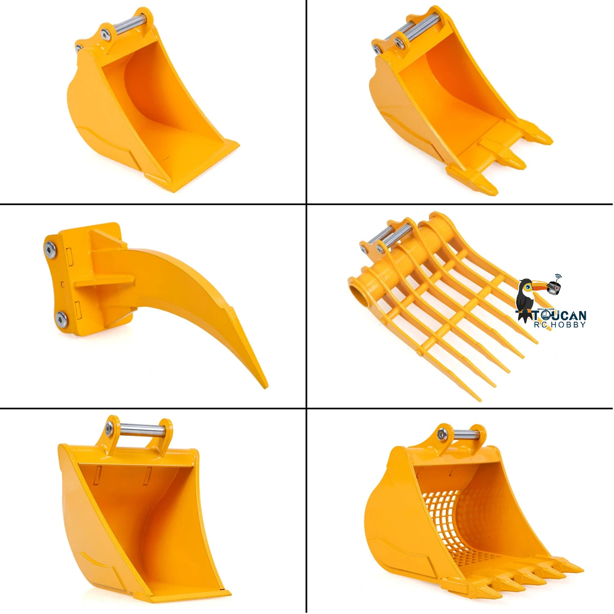 1/12 RC Hydraulic Excavator Metal Trapezoidal Bucket Narrow Toothless Toothed Grille Rake Attachment for 323GX Digger Construction Vehicle