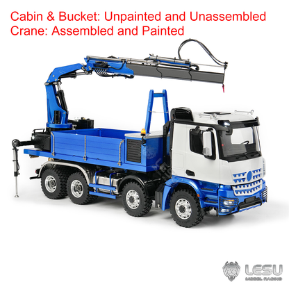 LESU 2Speed 1/14 RC Hydraulic Roll On off Dumper Truck Crane Model Metal 8x8 Chassis Electric Tipper 2+7CH Valve Axles Lock