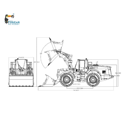 Metal 1/14 RC Hydraulic Loader WA480 Heavy Construction Machine Differential Lock Axles Quick Coupler Fork Light Sound ST8
