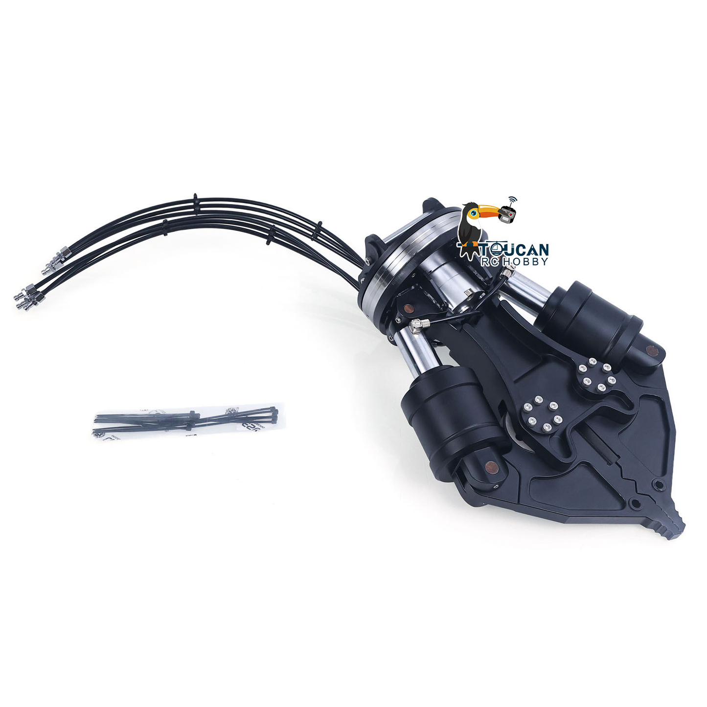 1/12 RC Hydraulic Excavator Attachments Metal Electric Hammer Hydraulic Shear Grille Bucket Rake Ripper Grading Bucket Set for C395 LR976 EC650