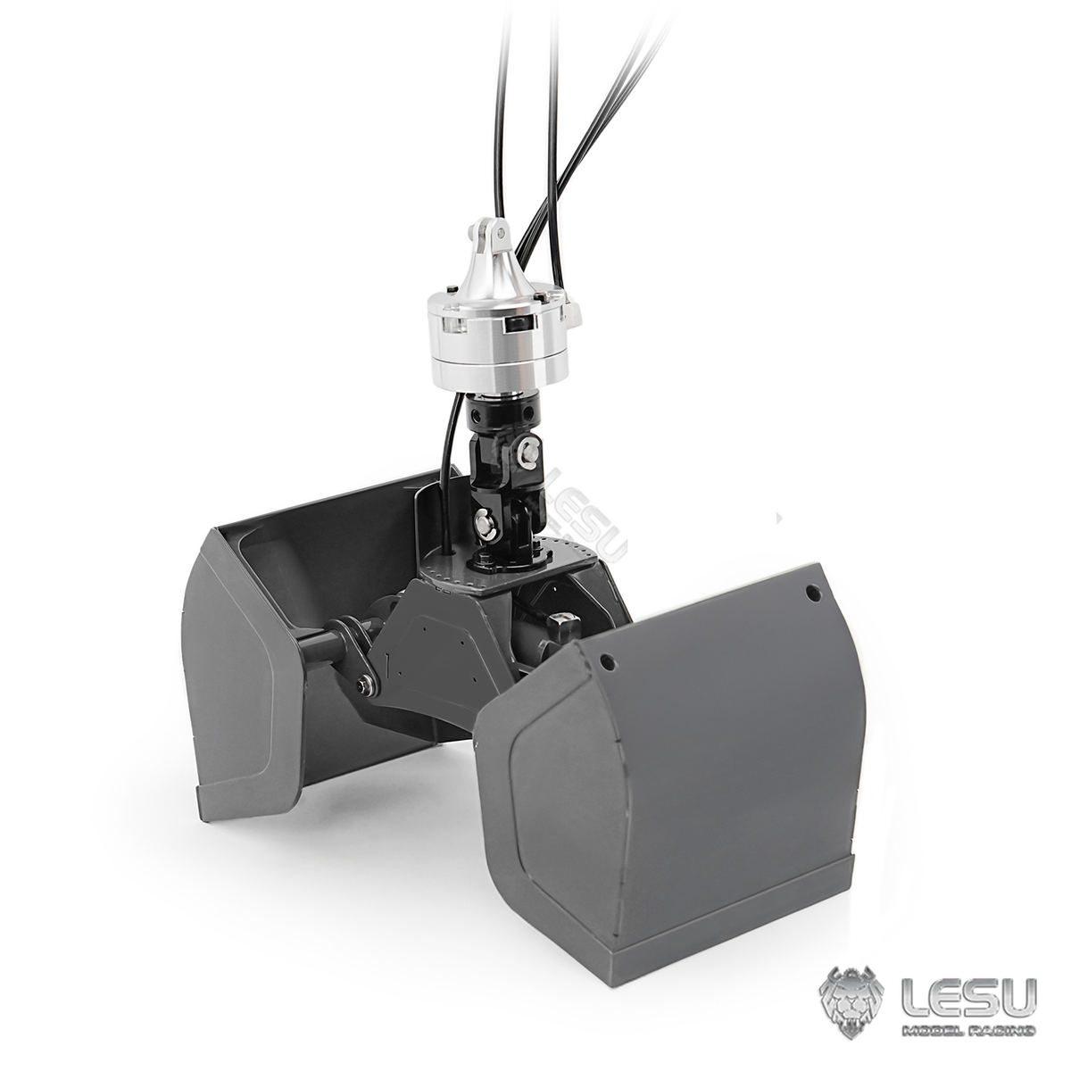 LESU 1/14 Metal RC Hydraulic Crane Attachments for Dump Truck Orange Peel Grab Clamshell Bucket Fork Brick Clamp Rotary Cylinder