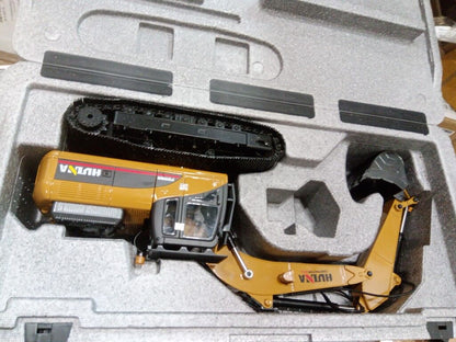 Second Hand US Stock HUINA New Upgrade 580 1/14 Metal Excavator Model Engineering Vehicle Electric Ball Grabber 360 Rotating Shear Claw Sound Lights