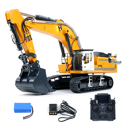 40KG! RTR 1/12 Metal Hydraulic RC Digger LR976 6CH Valves Remote Control Excavator 3.0L Dual Pump Hobbywing Brusheless ESC