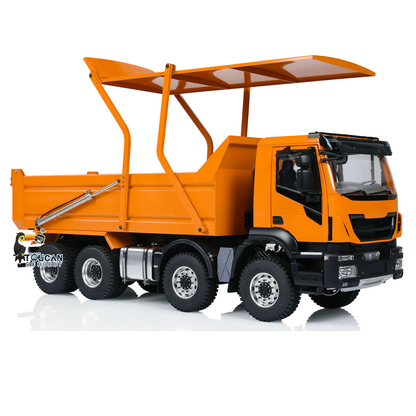 Metal 1/14 8x4 Painted Assembled PNP Hydraulic Flip-over Cover RC Truck Dumper Tipper With Light Sound System