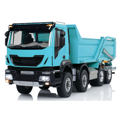Metal 1/14 8x4 Painted Assembled PNP Hydraulic Flip-over Cover RC Truck Dumper Tipper With Light Sound System