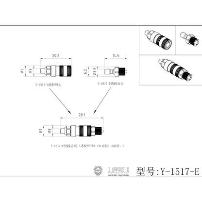 Metal 1/14 LESU Tubing Connector / Plugging Nozzle for TAMIYA RC Dumper Truck Hydraulic System