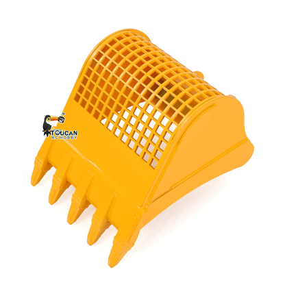 1/12 RC Hydraulic Excavator Metal Trapezoidal Bucket Narrow Toothless Toothed Grille Rake Attachment for 323GX Digger Construction Vehicle