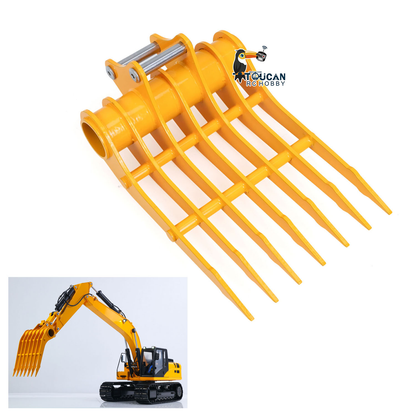 1/12 RC Hydraulic Excavator Metal Trapezoidal Bucket Narrow Toothless Toothed Grille Rake Attachment for 323GX Digger Construction Vehicle