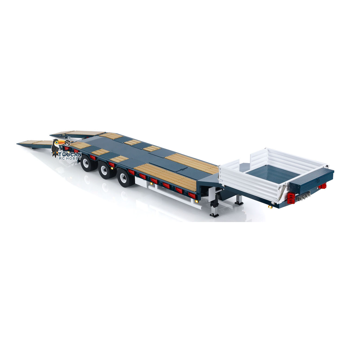 EN STOCK 1/14 LESU Remorque en métal avec hayon élévateur hydraulique peint