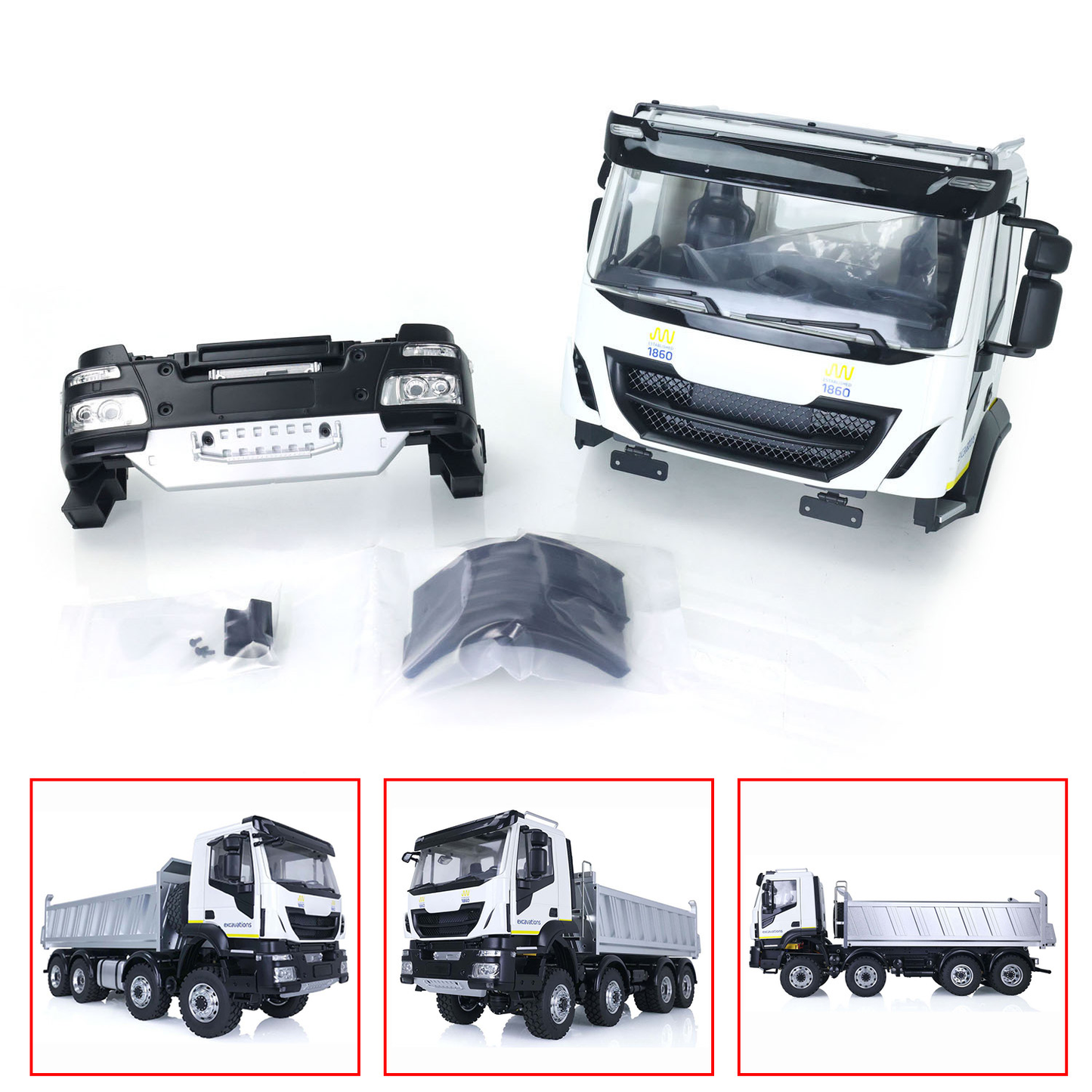 Kunststoff-Auto-Shell mit Innen-Ersatzteil für 1/14 TAMIYA RC Truck IVECOL Dumper