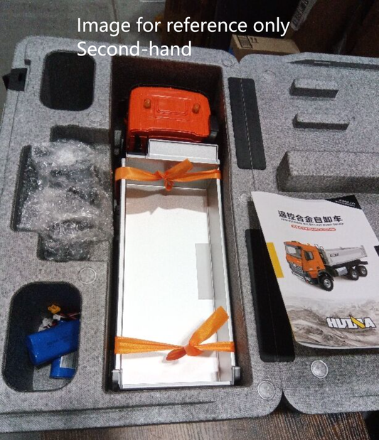 Second Hand US Stock 1/14 HUINA 1598 2.4G Remote Control Dumper 6×6 Engineering Transport Vehicle Lifting Rod Tipper Car Light Sound Battery Toys