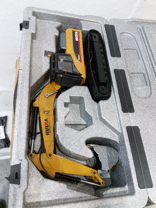 Second Hand US Stock HUINA New Upgrade 580 1/14 Metal Excavator Model Engineering Vehicle Electric Ball Grabber 360 Rotating Shear Claw Sound Lights