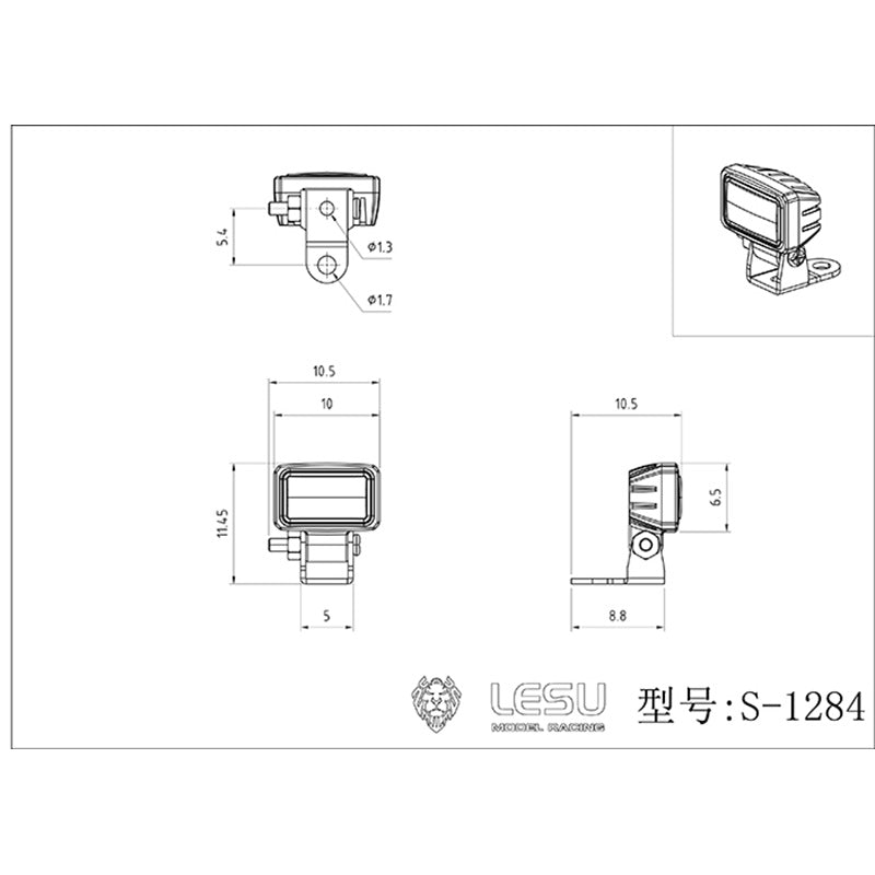 LESU 1PC Spot Light For TAMIYA 1/14 RC Tractor Truck DIY Model