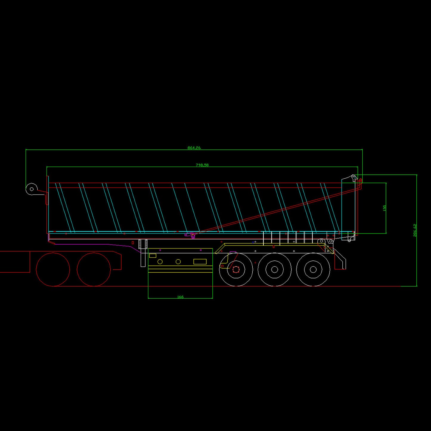 TOUCAN 1/14 Metal RC Hydraulic Dump Semi Trailer 3 Axle with Center Lift System Electric Support Legs Tarp Lights for Tractor Truck