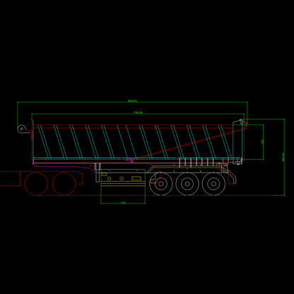 TOUCAN 1/14 Metal RC Hydraulic Dump Semi Trailer 3 Axle with Center Lift System Electric Support Legs Tarp Lights for Tractor Truck