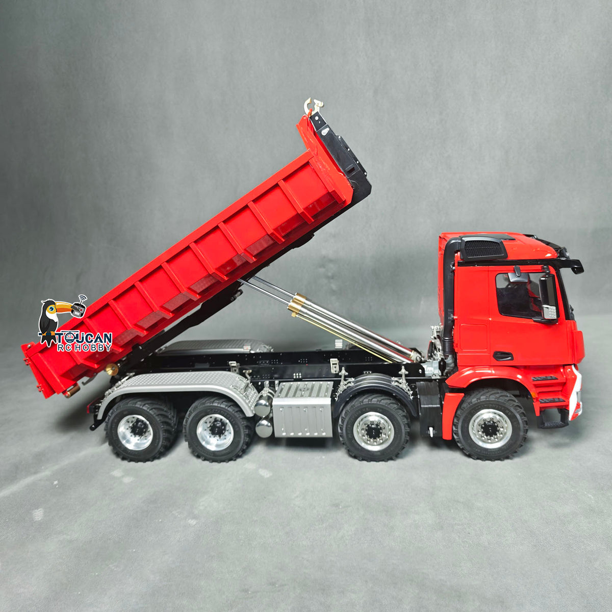 TOUCAN Off Road Version 1/14 Hydraulic Remote Control Roll On Off Dumper 3 Valves 8*8 RC Full Tipper 3Speed Gearbox Light Sound System
