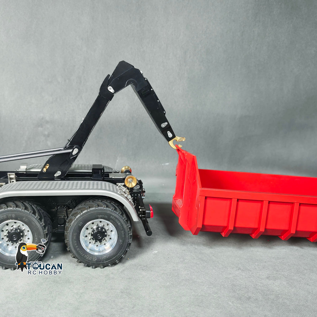 TOUCAN Off Road Version 1/14 Hydraulic Remote Control Roll On Off Dumper 3 Valves 8*8 RC Full Tipper 3Speed Gearbox Light Sound System