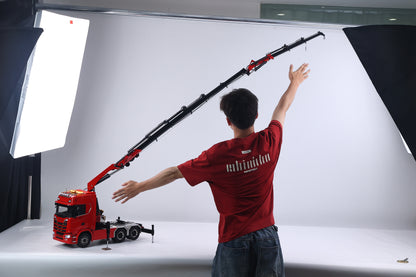 1/14 Remote Control Tractor Truck 7-way Valves Hydraulic Crane 6x6 RC Lorry Car 3Speed Gearbox Axle Locks Light Sound System
