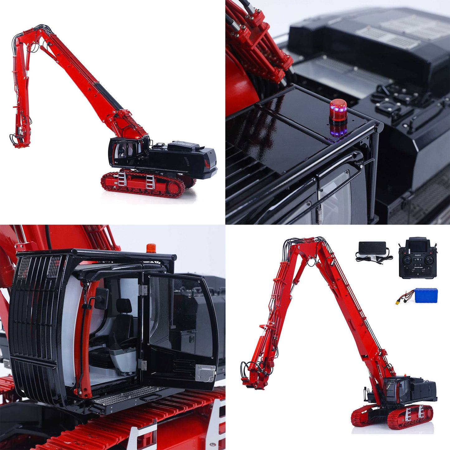 adjustable cab angle and weight distribution design RC hydraulic excavator stability feature display