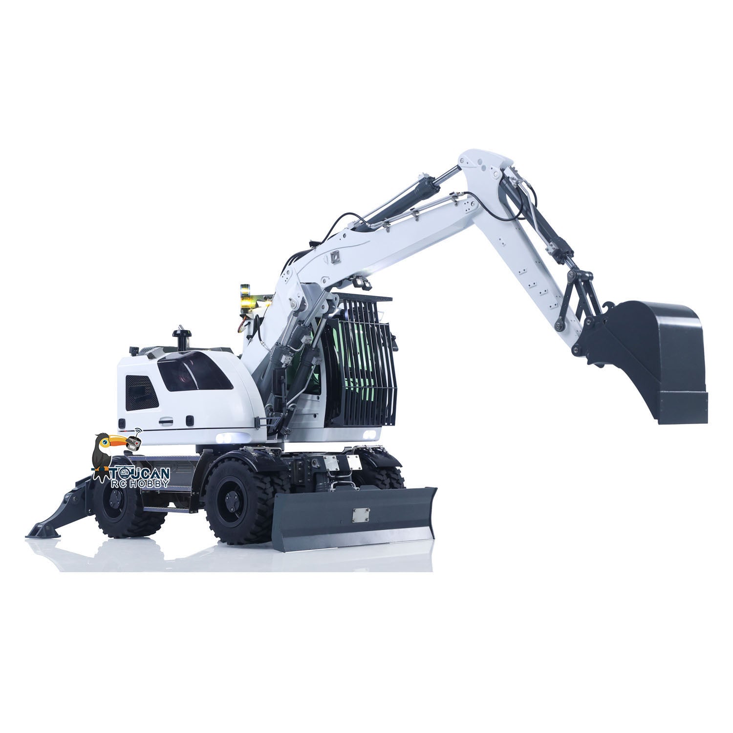 CUT LR914 1/14 metal hydraulic RC wheeled excavator with raised boom arm